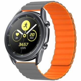Силиконова магнитна каишка за Garmin 26 mm сиво/оранжева