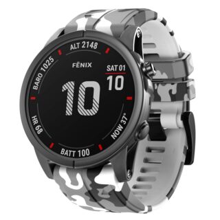 Силиконова каишка за Garmin 26mm Quick Fit камуфлажна бяла