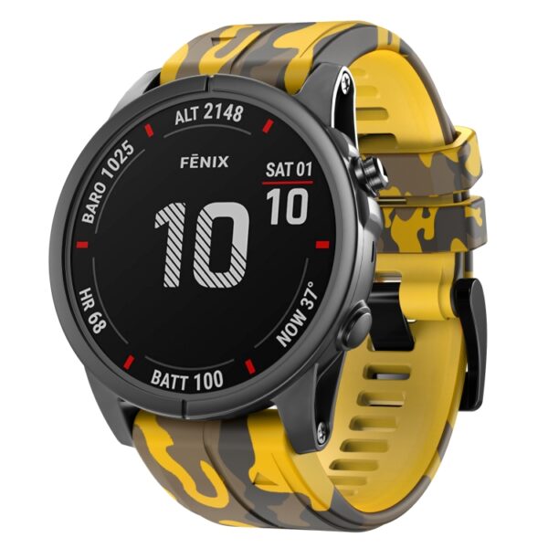 Силиконова каишка за Garmin 26mm Quick Fit камуфлажна жълта