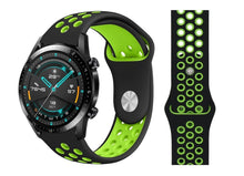 Силиконова каишка за Samsung / Huawei watch Sport 22 mm черно-зелена