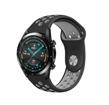 Силиконова каишка за Samsumg / Huawei watch Sport 22 mm черно-сива