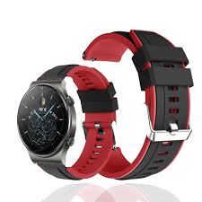 Силиконова каишка за Samsung, Huawei Watch 22 mm черно/червена