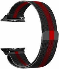 Метална каишка за Apple Watch черна-червена
