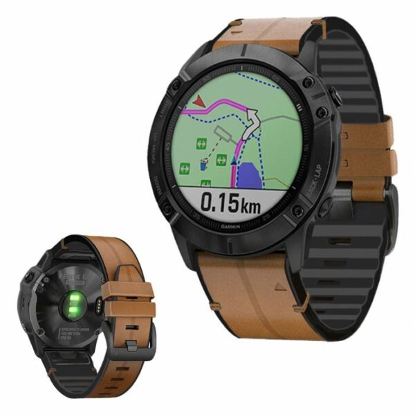 Кожена каишка за Garmin Fenix 26 mm Quick Fit кафява - Image 2