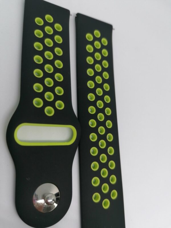 Силиконова каишка за Samsung / Huawei watch Sport 22 mm черно-зелена - Image 2