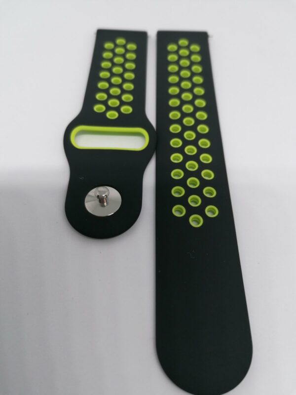 Силиконова каишка за Samsung / Huawei watch Sport 22 mm черно-зелена - Image 4
