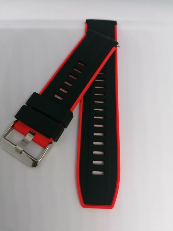 Силиконова каишка за Samsung, Huawei Watch 22 mm черно/червена - Image 2