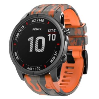 Силиконова каишка за Garmin 26mm Quick Fit камуфлажна оранжева
