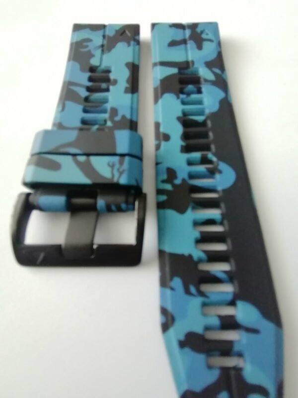 Силиконова каишка за Garmin 22mm Quick Fit камуфлажна синя - Image 2