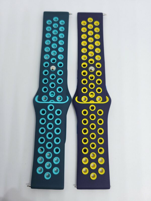 Силиконова каишка Sport 22 mm за Samsung / Huawei watch тъмно синя- жълта - Image 4