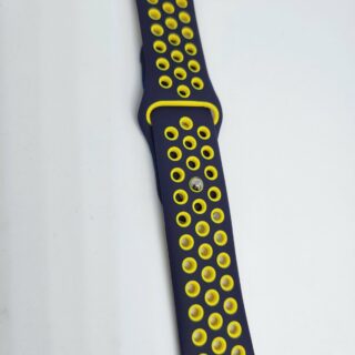 Силиконова каишка Sport 22 mm за Samsung / Huawei watch тъмно синя- жълта