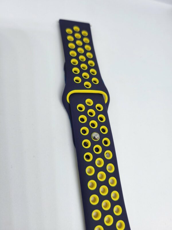 Силиконова каишка Sport 22 mm за Samsung / Huawei watch тъмно синя- жълта - Image 2