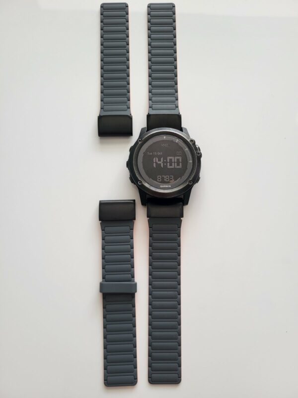Силиконова магнитна каишка за Garmin 26 mm сиво/оранжева - Image 2