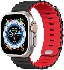 Силиконова каишка / Ocean band/ за Apple 49 mm 45 mm 44 mm 42 mm – черно/червена